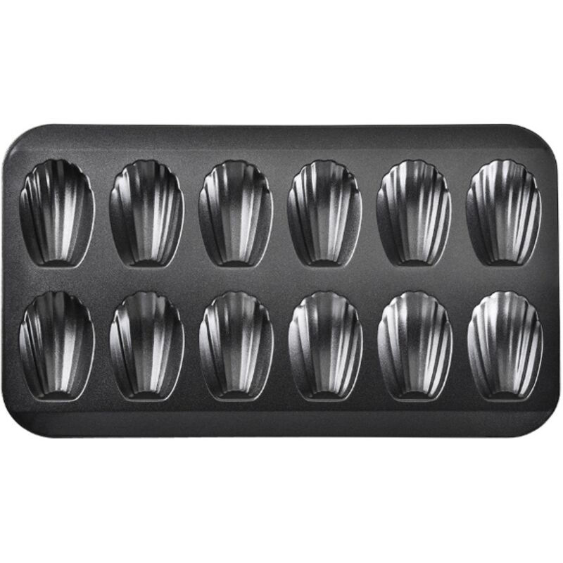 Madeleine-form, 12-teilig, Aus Antihaftbeschichtetem Kohlenstoffstahl, Schwarz