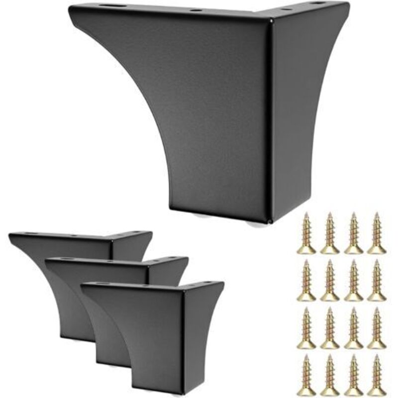 Satz Von 4 Möbelfüßen Aus Stahl Für Stühle, Tische, Schränke, Tv-möbel, Schubladen, Sofas, Mit Schrauben, Einfache Montage, Dreieckig (schwarz)