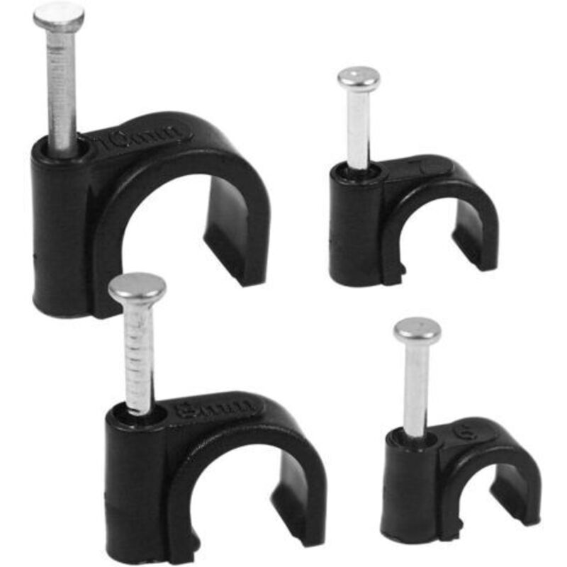400 Stück Kabelclips, Kabelbinder 6mm 7mm 8mm 10mm, Wand-kabelhalter, Kabelbefestigungen Zur Organisation Von Elektrokabeln/kabeln, Schwarz