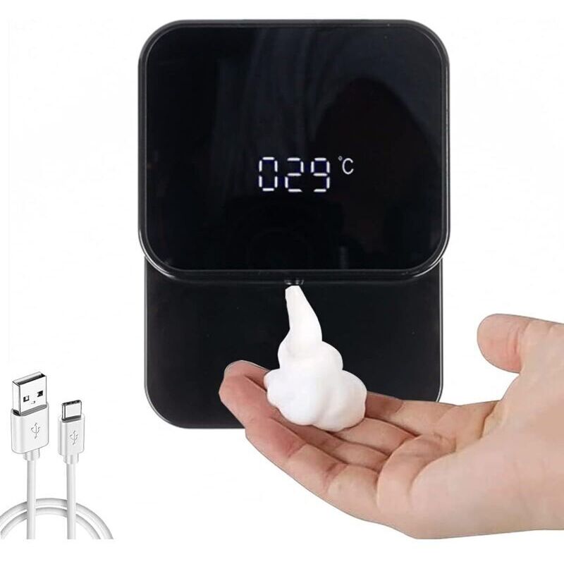 Wandmontierter Automatischer Seifenspender, Berührungsloser Schaumseifenspender Mit Led-anzeige, 280 Ml Schaumspender, Schwarz