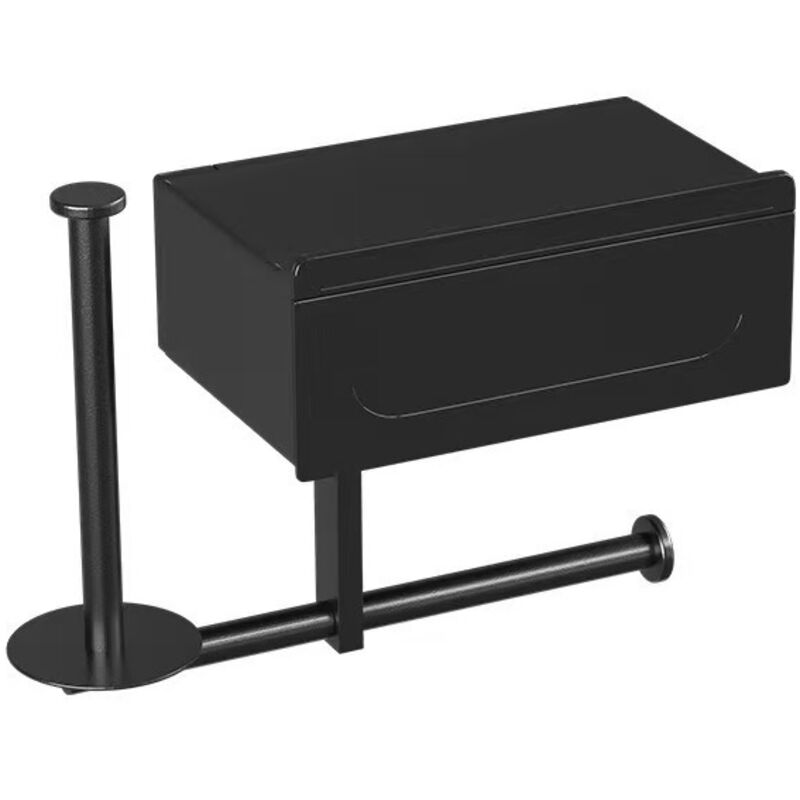 Toilettenpapierhalter Mit Ablage, Schwarzer Edelstahl, Badezimmer-organizer