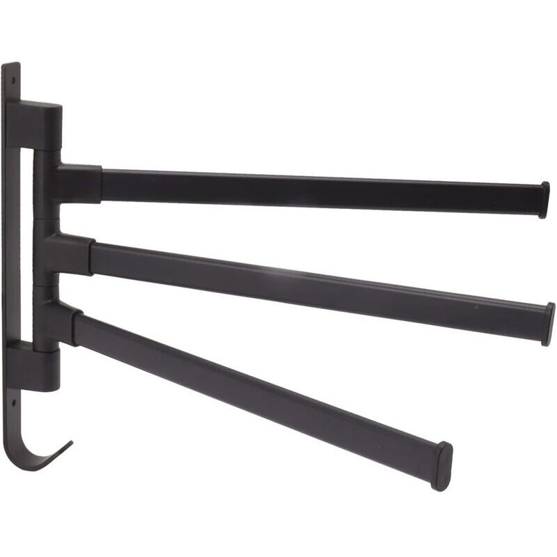 Schwarzer, Lochfreier Drehbarer Handtuchhalter, Wandmontierter Badezimmer-handtuchhalter, 3-armige Eckaufhängestange Für Das Badezimmer