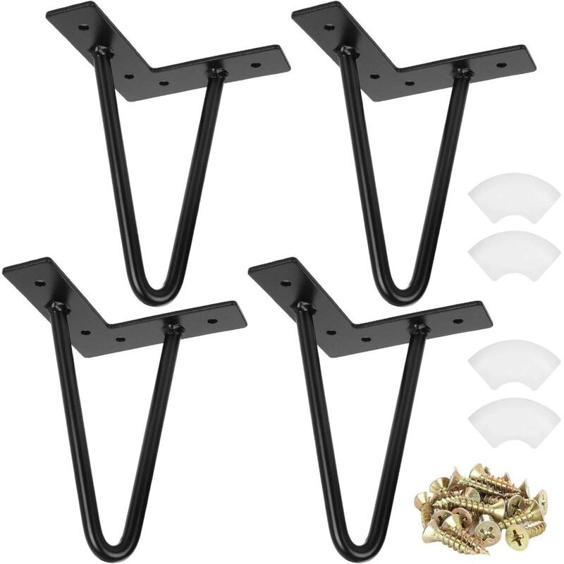 4er-set Tischbeine Für Couchtisch Im Industriestil, 15 Cm/6 Zoll Haarnadelbeine, Tischaufhängungen Aus Schmiedeeisen, Schwarze Metallmöbelbeine Mit Schrauben Für Couchtische, Niedrigmöbel, Tv-ständer-