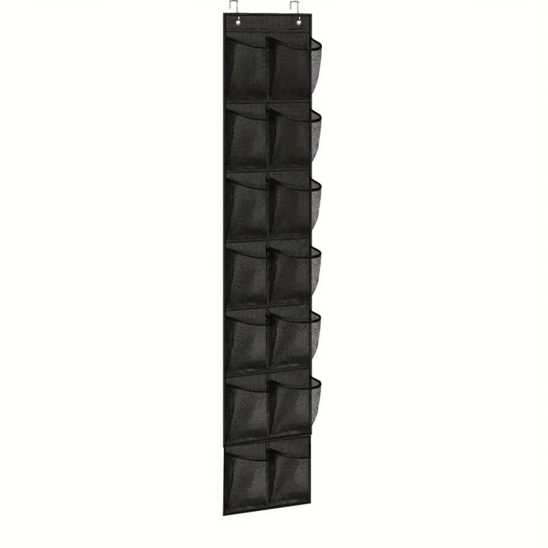 Aufhängbarer Schuhbeutel Mit 12 Fächern, Schwarz, Mehrschichtiges Design.