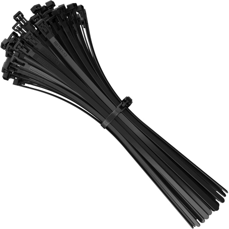 100 Stück Schwarze, Wiederverwendbare Kunststoff-kabelbinder, 300 Mm X 7,6 Mm, Nylon-kabelbinder