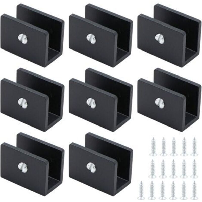 Quadratische Glaszangen Aus Schwarzem Aluminium – 8er Set – Für 8-10 Mm Glas – Einfache Installation Mit Schrauben – Rutschfest Für Mehr Sicherheit
