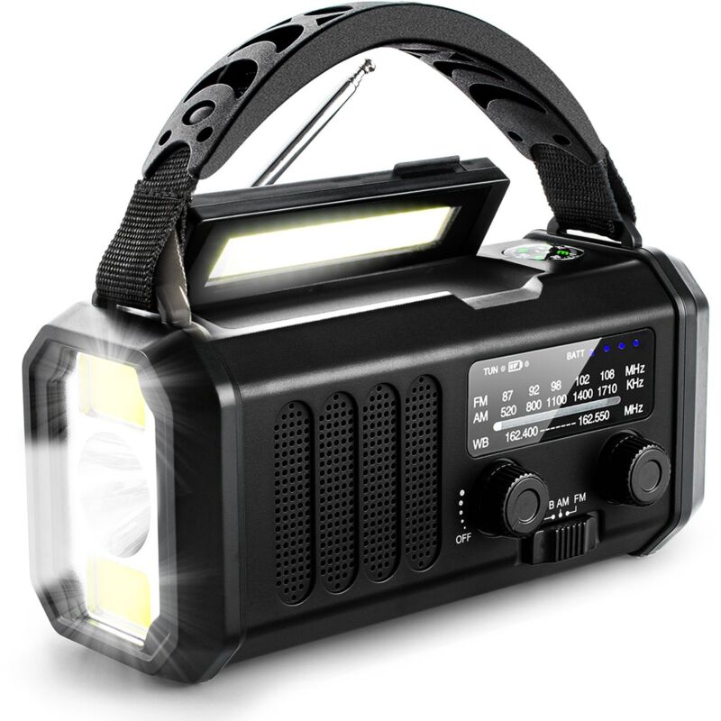 Notfallradio Mit 10.000 Mah Solarbatterie, Solar-taschenlampe Und Überlebenskit, Schwarz