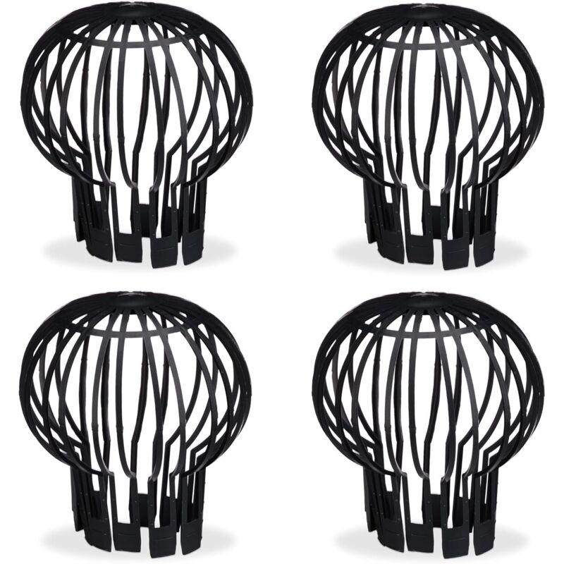 Filtro Per Grondaia, Pratico Set Da 4, Plastica, Colino, Protezione, Flusso D'Acqua, Ø 12 Cm, Nero