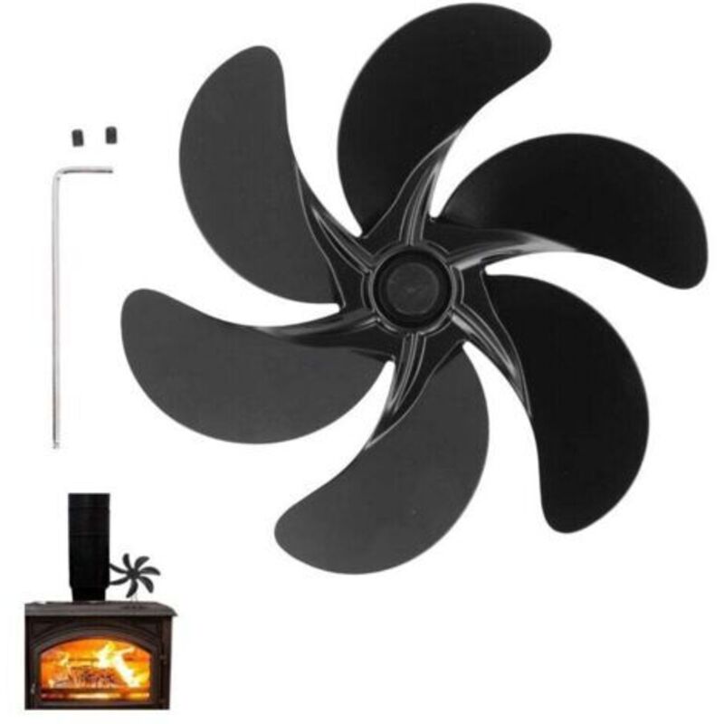 6-flügeliger Kaminventilator, Schwarzes Zubehör Aus Aluminiumlegierung Für Holzofenventilatoren
