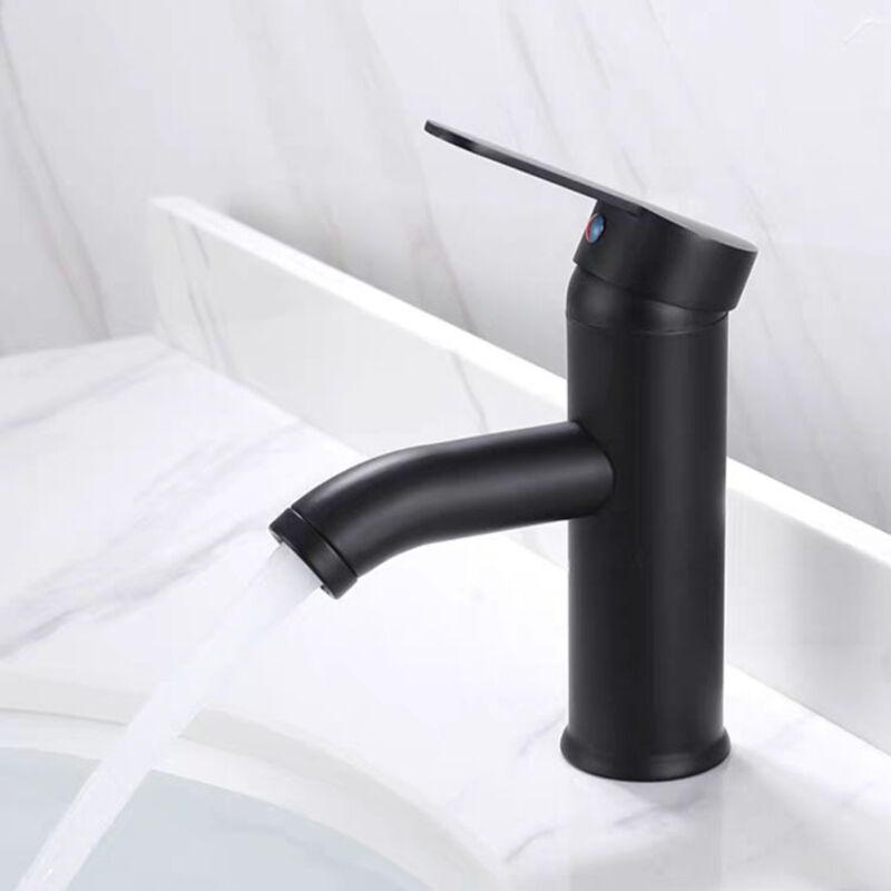 Schwarzer Messing-waschtischmischer, Matt, Für Badezimmer, Einhebel-mischbatterie Für Warmes Und Kaltes Wasser, Elegantes Und Retro Design, Langlebiger Einloch-waschtischhahn