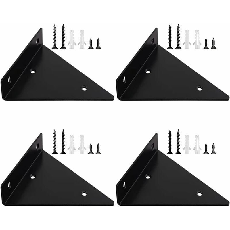 4 Stück Halterungen Für Schwebende Regale, Unsichtbare Dreieckige Wandregalhalterungen, Schwarze Metall-wandregalhalterungen 170 × 130 Mm
