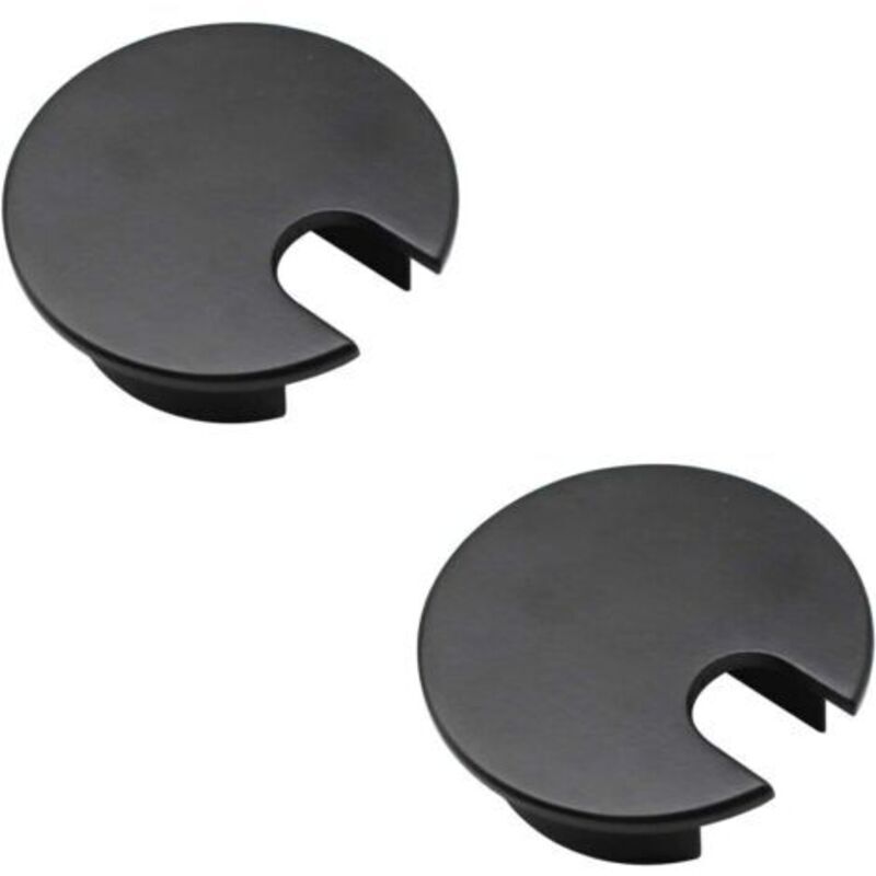 Cache Cable Bureau, 2 Stück Kabellochabdeckungen, Lochabdeckung Aus Zinklegierung, Schwarz 35mm Runde Lochabdeckung, Geeignet Für Computerbüros, Esstische