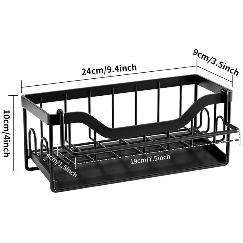 Spülenablage Für Küchenspüle, Aufbewahrungsbox Mit Automatischer Abtropfschale, Schwarz