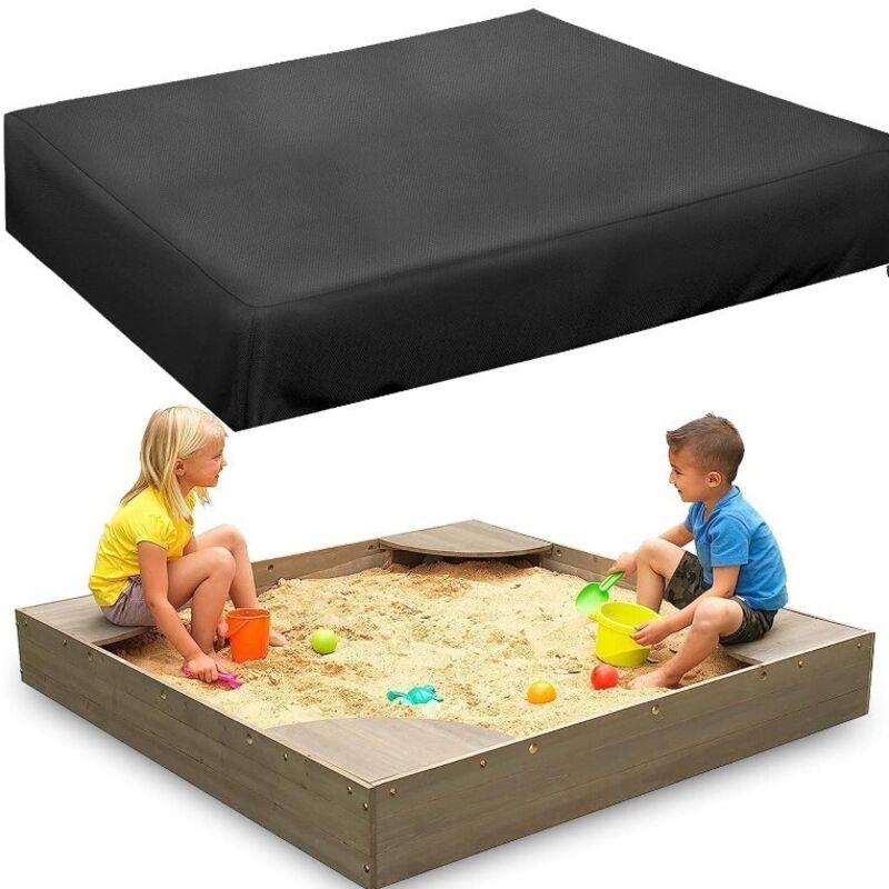 Wasserdichte Hülle 125 X 125 X 20 Cm Aus Schwarzem Oxford-gewebe Für Sandkasten, Pool Oder Terrasse
