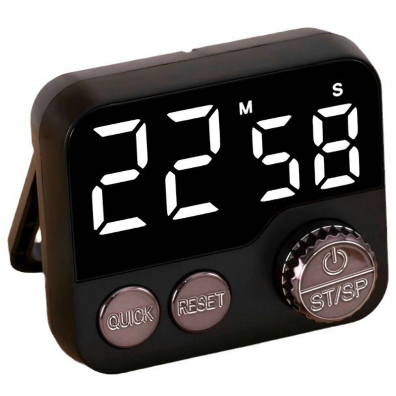 Digitale Küchenzeitschaltuhr Mit Großem Led-display, Drehknopf, Magnetischem Design Und Aufhängevorrichtung, Schwarz.