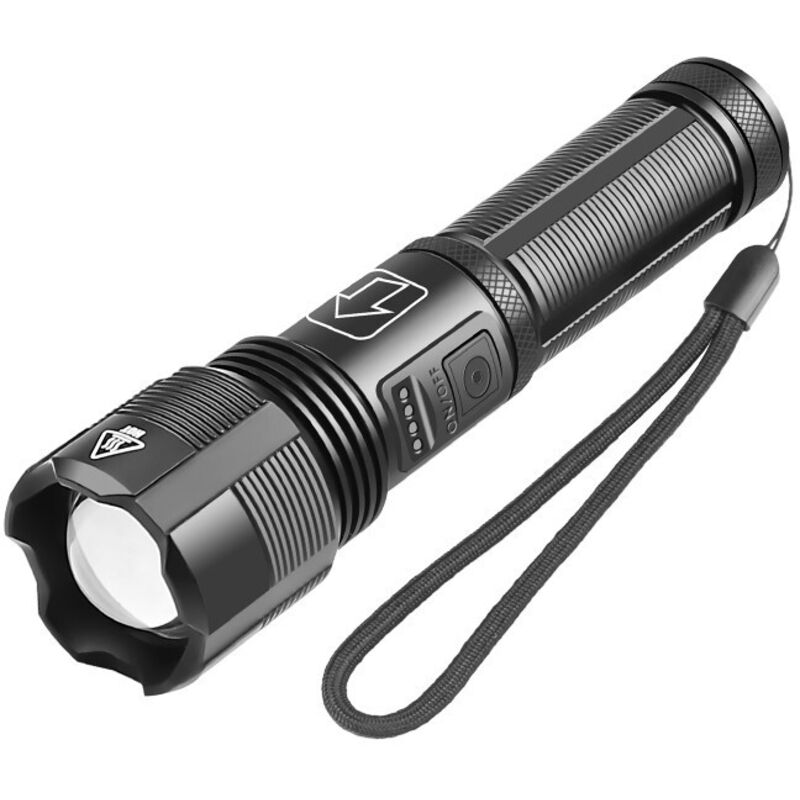 Wiederaufladbare Led-taschenlampe – 1000 Lumen – Abs – Schwarz