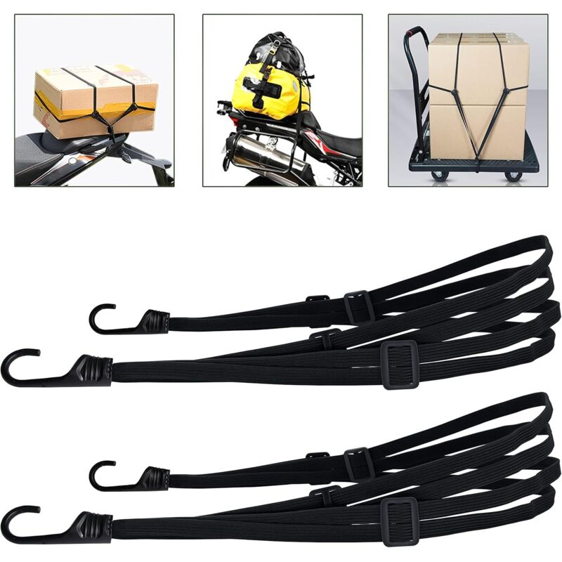 2 Stück Elastische Spanngurte Mit Haken, Fahrrad-verlängerer, Motorrad-gurt, Gepäckspannriemen, Helmriemen, Schwarze Elastische Spanngurte, Motorrad-gurt Usw. (90 Cm, 2 Stück)