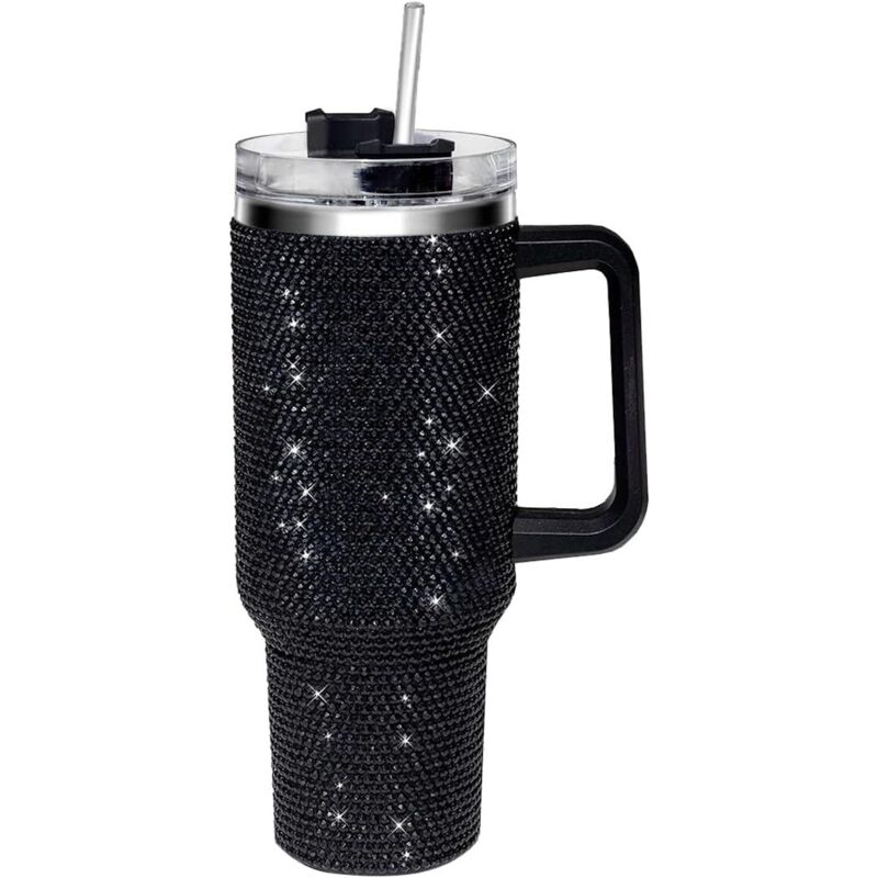 1,2-liter-becher Mit Henkel Und Pailletten, Schwarz