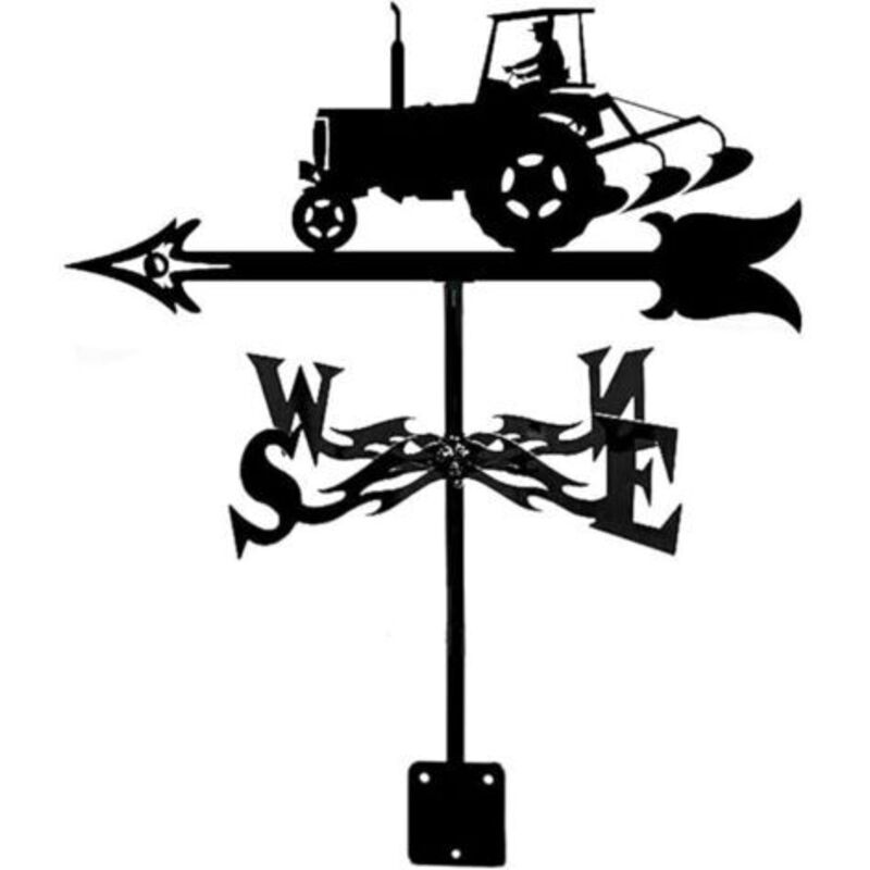 Windfahne Traktor-silhouette Aus Langlebigem Edelstahl, Windrichtungsanzeiger, Messwerkzeug Für Dach, Bauernhof Und Gartendekoration, Schwarz