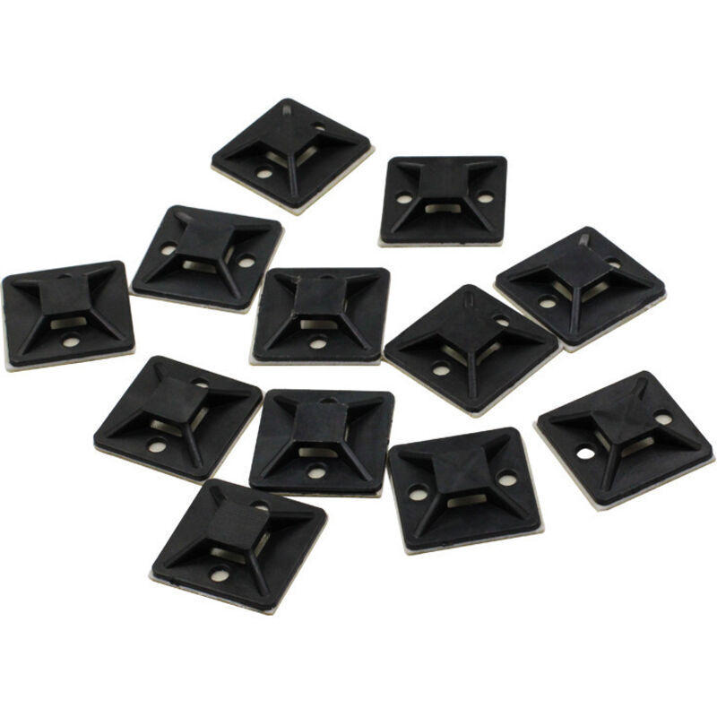 100x Selbstklebende Basen 25x25 Mm Für Kabelbinder, Schwarz