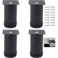 4er-set Verstellbare Möbelfüße Aus Edelstahl, 50 Mm X 60 Mm, Möbelfüße Für Badezimmer, Büro Und Küche, Höhenverstellbar, Mit Edelstahlschrauben (schwarz, 6 Cm)