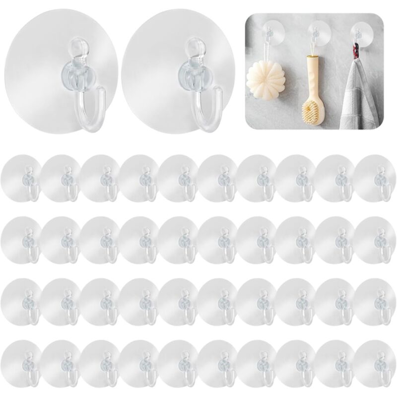 40er Set Saugnapfhaken, Pvc-aufhängehaken Ohne Bohren, Schwarz