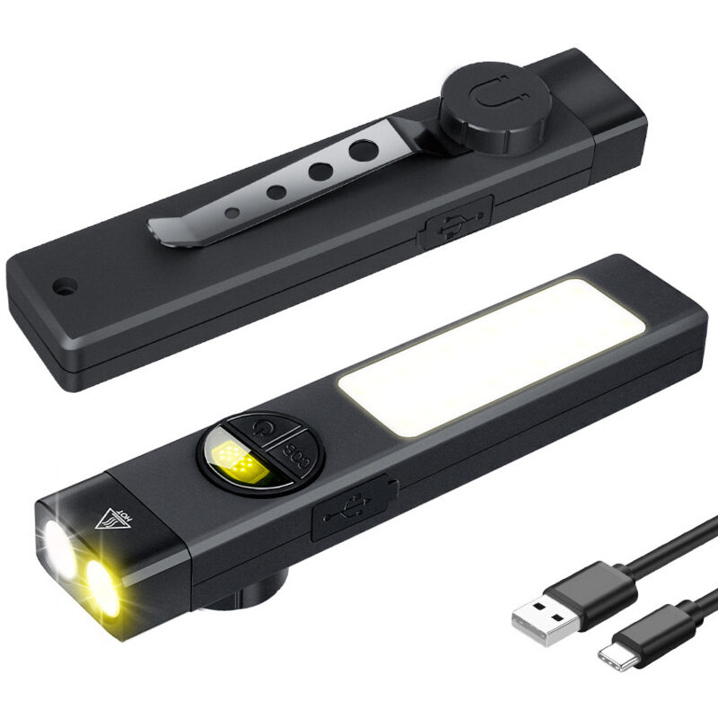 Tragbare Und Wiederaufladbare Aluminium-taschenlampe, Schwarz