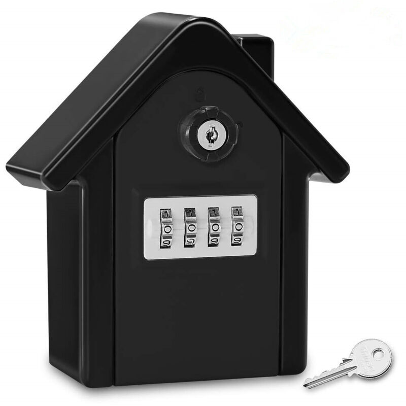Wand-schlüsselbox Mit Zahlenschloss & Notschlüsseln, Große Xl Schlüsselsafe-box Für Außenbereich, Schlüsselkasten Für Haus, Büro, Fabrik, Garage (schwarz)