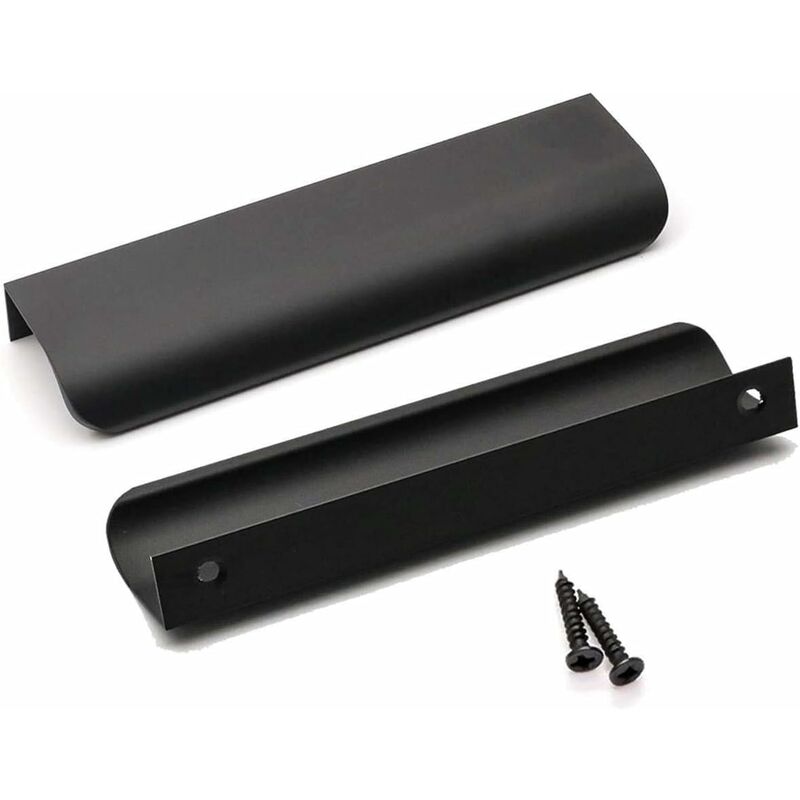 Set Aus 10 Schwarzen Möbelgriffen – Robustes Aluminium – Lochabstand 128 Mm – Länge 150 Mm – Elegante Matte Oberfläche