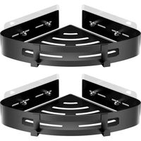 2 Stück Eck-duschregal Aus Aluminium Ohne Bohren, Eck-duschablage Mit Haken, Bad-organizer, Ideal Für Badezimmer, Küche Und Wohnzimmer (schwarz)