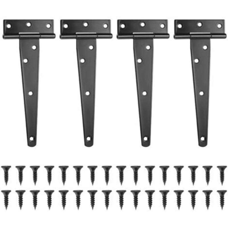 4er-set Schwarze T-scharniere – Scheunentor-scharniere, Türscharniere, Flache Edelstahlscharniere Für Tore Und Gartenhäuser Von Npterbl