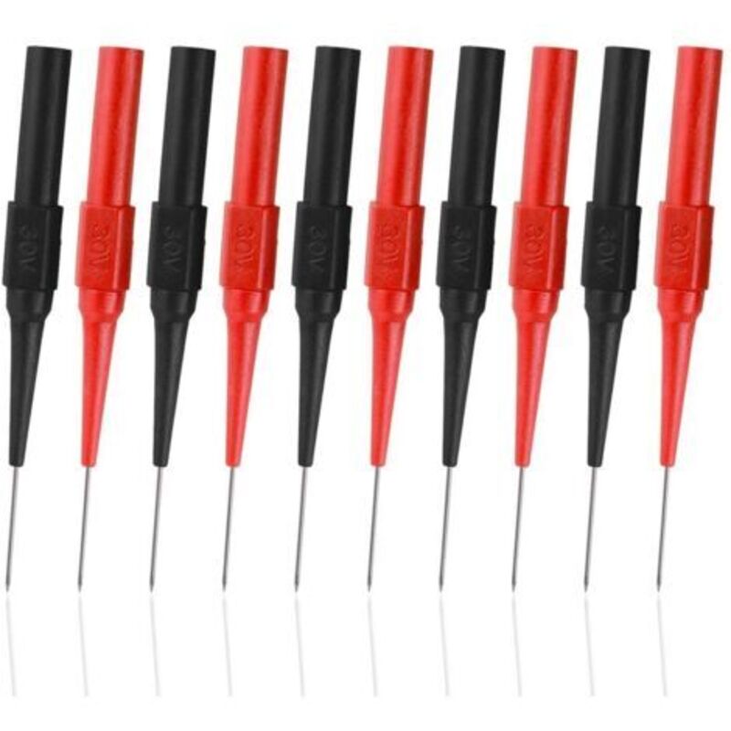 Messspitzen Für Multimeter, 10 Stück 0,7 Mm Multimeter-prüfsonde, Isolationsdurchdringende Nadel, Abnehmbares Bananenstecker-kabel (rot + Schwarz)