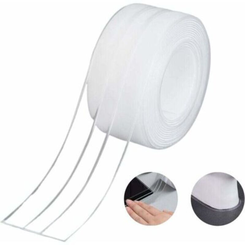 Dichtungsband, Badezimmer Doppelgefaltetes Silikonband Weiß Selbstklebendes/wasserdichtes Schimmelvorbeugendes Band Für Badewanne/küche Spüle 38mm 3,2m - Transparent (1er Pack)