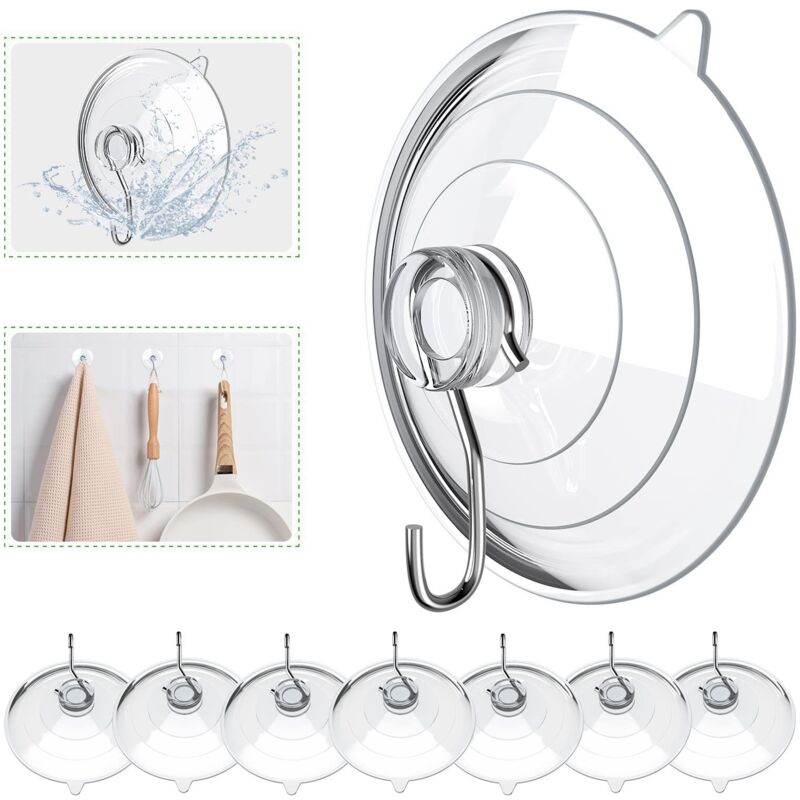 Set Aus 8 Transparenten Saugnapfhaken, Pvc-saugnäpfe Mit Metallhaken
