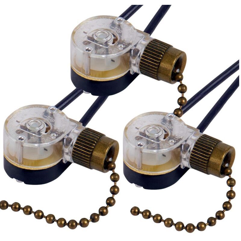 3er-set Deckenventilator-schalter Ze-109 Mit Ersatz-zugkette (bronze)
