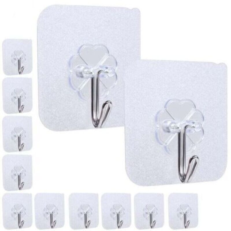 12x Selbstklebende Transparente Wasserdichte Haken, Geeignet Für Wohnzimmer, Badezimmer Und Küche