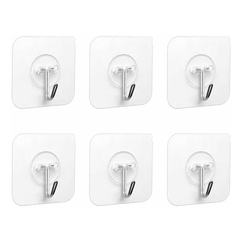 Transparente Klebehaken 5 Kg, 6er-set, Pvc- Und Edelstahlhaken, Feuchtigkeits- Und Rostbeständig