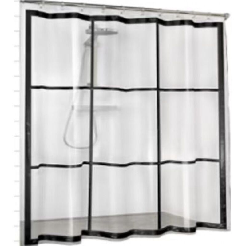 Duschvorhang Aus Peva, Transparent, Schwarz