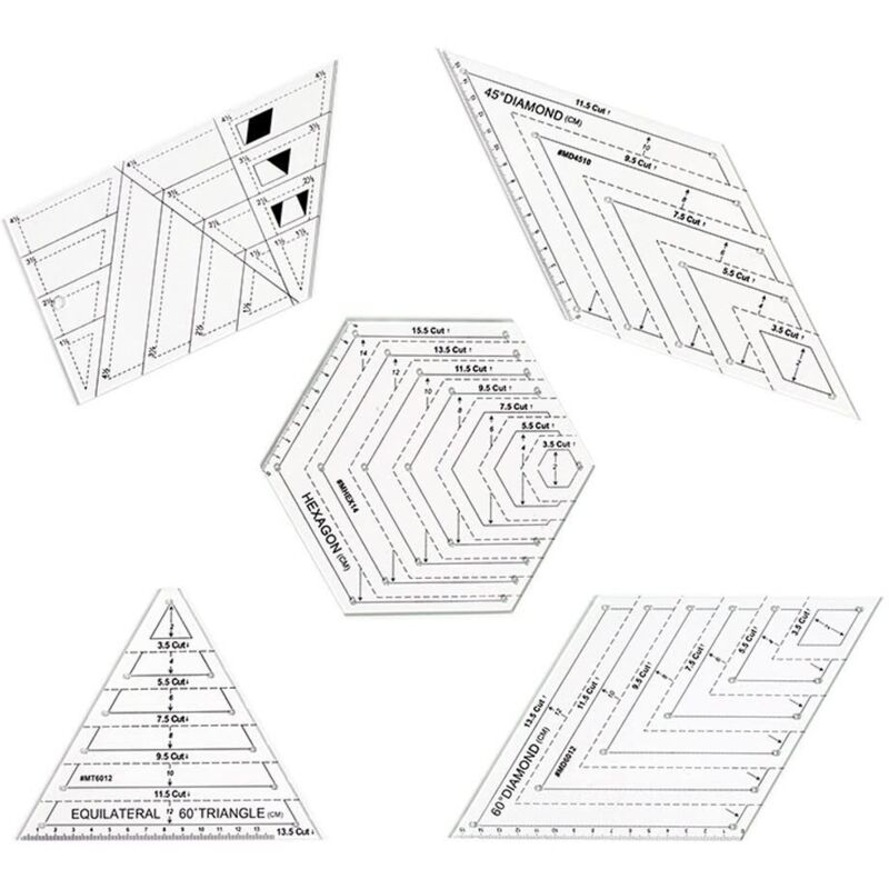 5 Stück Transparente Nählineal, Diy-nählineal, Quilt-lineale, Präzise Skala Und Klare Schriftzeichen, Für Nähen, Stopfen, Kantenbearbeitung Und Buchbinden