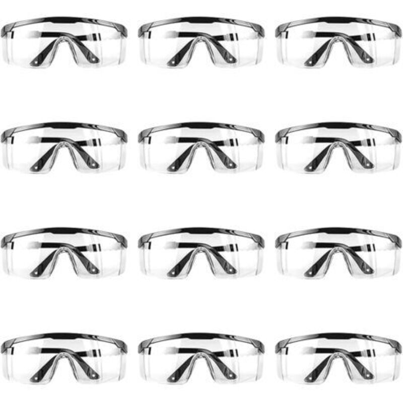 12 Stück Schutzbrillen, Arbeitsschutzbrille, Rundum-sichtschutzbrille, Beschlagfreie Schutzbrille Mit Uv-schutz Für Erwachsene (männer Und Frauen), Transparent