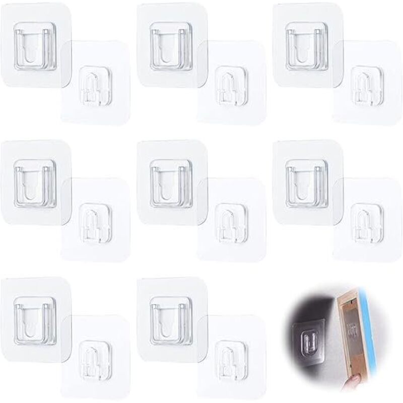 10 Paar Selbstklebende Wandhaken, Doppelseitig, 6 X 6 Cm, Quadratische, Transparente Kunststoff-haken Ohne Öse Zum Aufhängen Von Küchenrollenhaltern Und Badezimmer-aufbewahrungsboxen