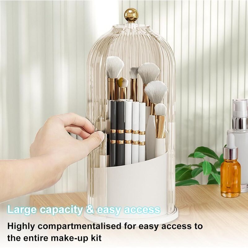 Drehbarer Make-up-organizer, Transparenter, Staubdichter, 360° Drehbarer Pinselhalter Mit Deckel Für Toilette, Bad Und Schlafzimmer (transparent)