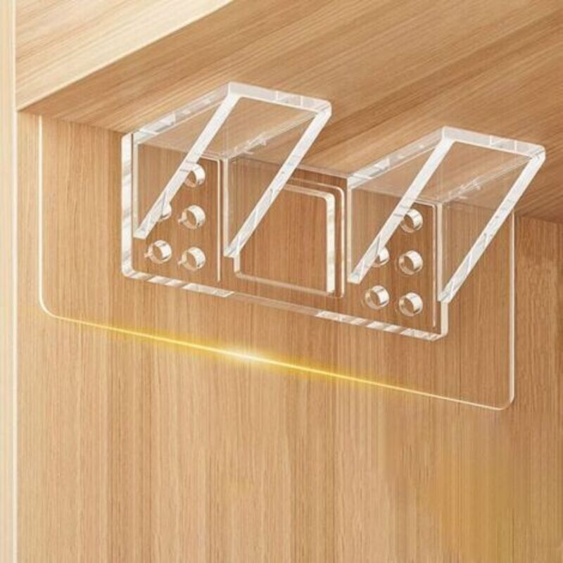 6 Selbstklebende Regalhalter, 15x7 Cm Doppelte Regalstützen, Transparente Selbstklebende Regalhalter, Wandmontierte Klebehalter Ohne Bohren Für Regale, Schränke Und Garderoben