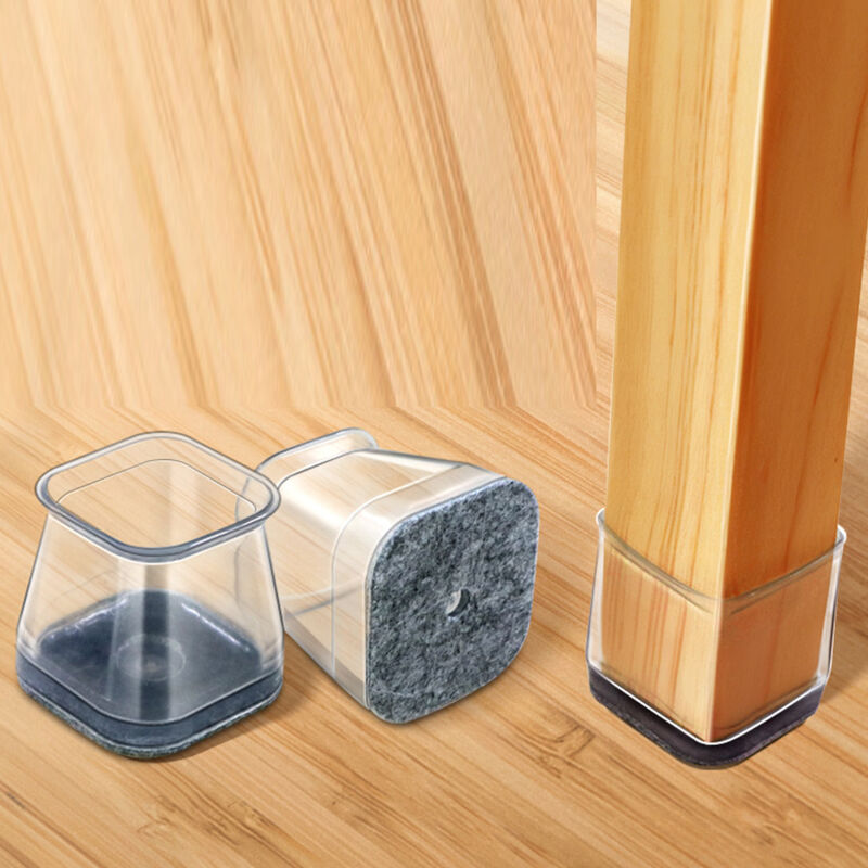 Set Aus 10 Transparenten Silikon-stuhlbeinschonern Mit Filzgleitern Für Rechteckige Stühle (durchmesser: 19 Bis 26 Mm)