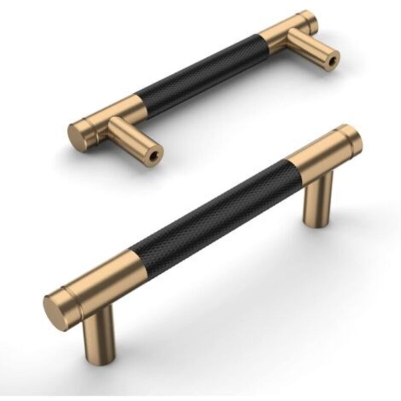 2er-set Küchenschrankgriffe Aus Schwarz-goldener Aluminiumlegierung, Lochabstand 96 Mm, Mit Schrauben, Geeignet Für Büroschubladen