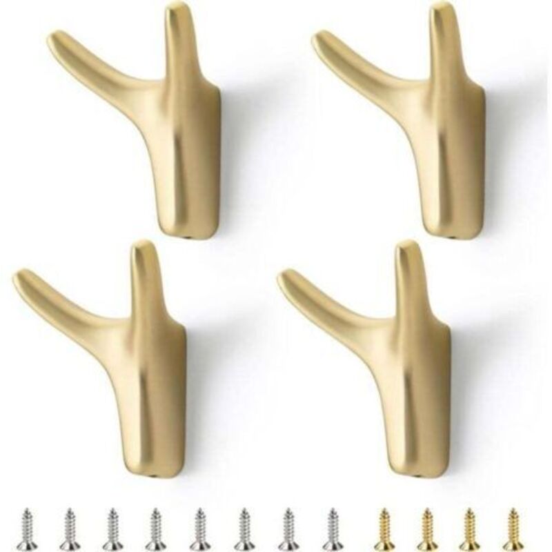 4er-set Goldene Kleiderhaken – Doppelte Wandhaken – Vintage-kleideraufhänger – Einzelne Garderobenhaken – Ideal Für Badezimmer-kleiderhaken