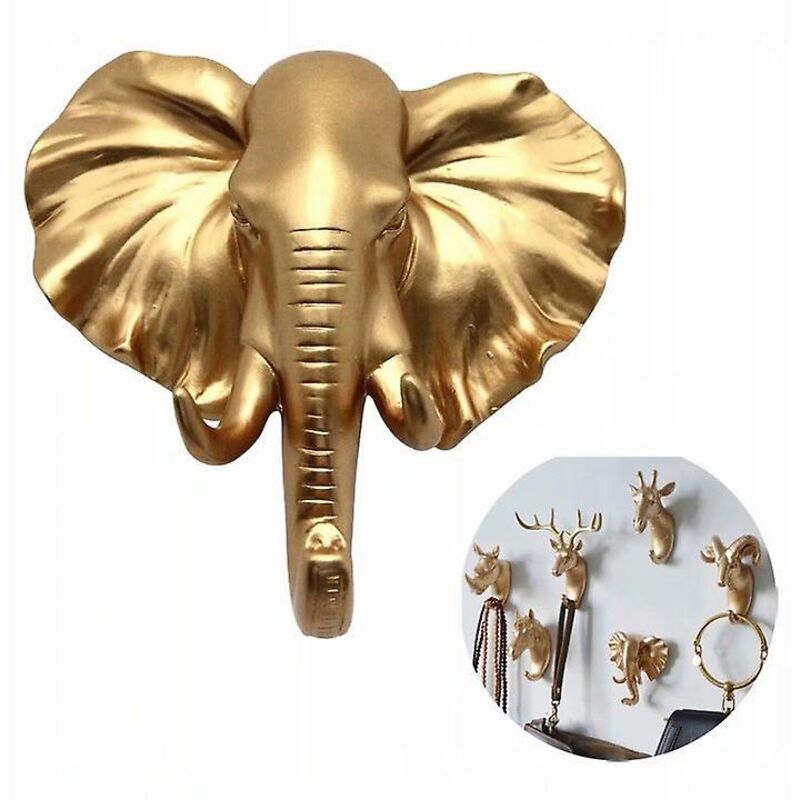 Elefant-wandhaken Aus Abs-harz In Gold, Maximale Tragkraft 2 Kg, Keine Bohrung Erforderlich, Für Mäntel, Hüte Und Handtücher