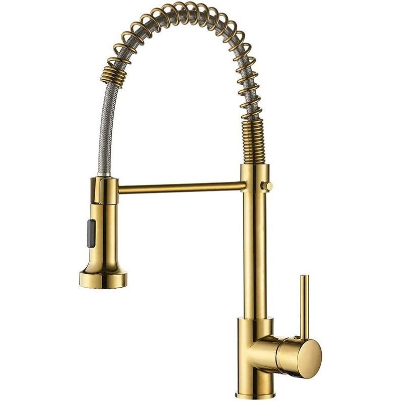 Erweiterbare Küchenarmatur, Goldene Oberfläche —