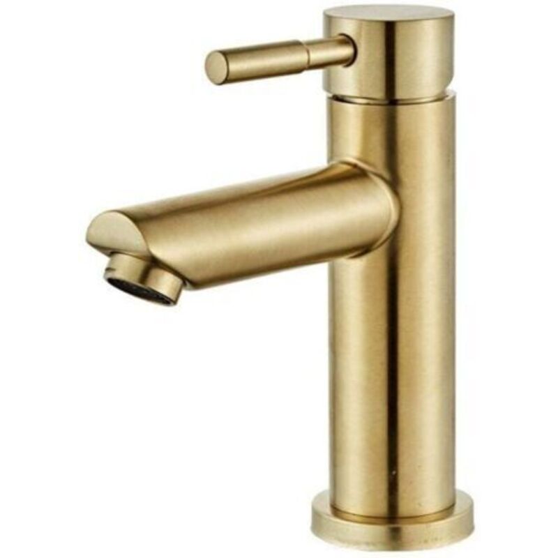 Waschbeckenarmatur, Nur Warm- Und Kaltwasser, Auslaufhöhe 16 Cm, Waschbeckenarmatur Aus Edelstahl, Warm- Und Kaltwasser-waschbeckenarmatur Für Wc (goldfarben)