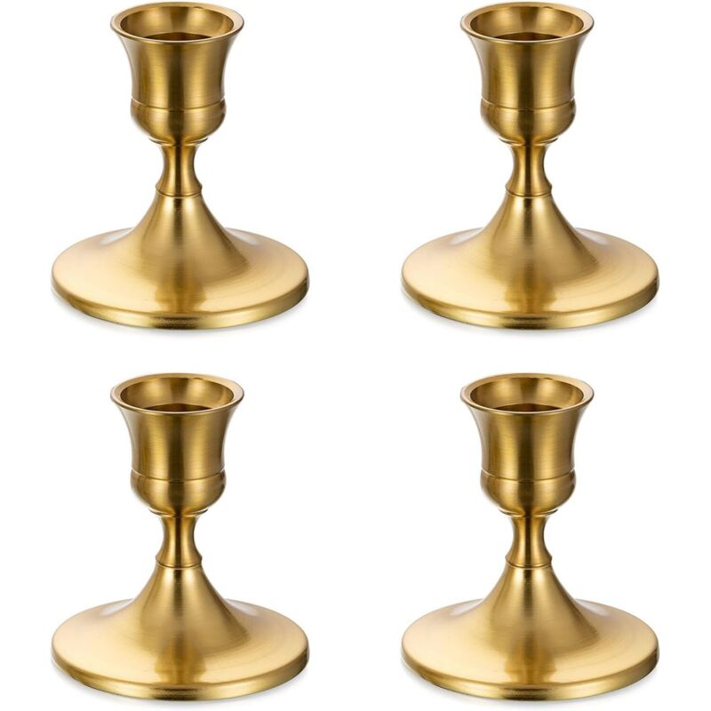 Goldener Piccolo-kerzenständer - 4er Set Hochzeitskerzenständer Aus Metall, Dekorativ Für Stumpenkerzen, Weihnachtsdekoration, Haus, Advent, Moderne Tischdekoration
